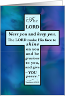 Fathers Day Cross with Scripture Blessing on Blue Watercolor card