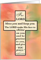 Fathers Day Cross with Scripture Blessing Golden Yellow Watercolor card