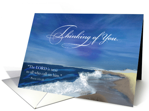Religious Thinking of You Waves on Ocean Blue Sky card (1927778)