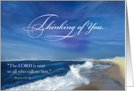 Religious Thinking of You Waves on Ocean Blue Sky card