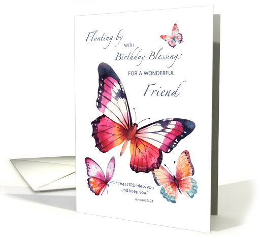 Friend Religious Birthday with Pretty Watercolor Butterflies card