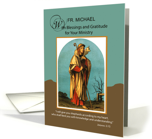 Priest Custom Name Thank You for Ministry Good Shepherd card (1928246)