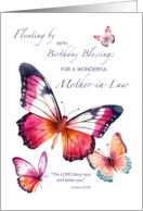 Mother in Law Religious Birthday with Pretty Watercolor Butterflies card