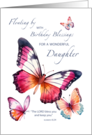 Daughter Religious Birthday with Pretty Watercolor Butterflies card