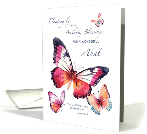 Aunt Religious Birthday to Watercolor Butterflies card (1928308)