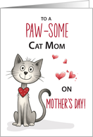 Pawsome Cat Pet Mom Whimsical Mothers Day card
