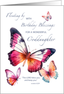 Older Goddaughter Religious Birthday to Watercolor Butterflies card