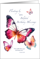 Belated Religious Birthday to Watercolor Butterflies card