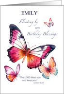Custom Name Religious Birthday to Watercolor Butterflies card