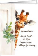 Grandson Good Luck College Journey Giraffe Peaking Around Door card