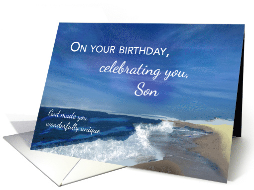 Older Son Birthday Waves on Ocean Blue Sky card (1930636)