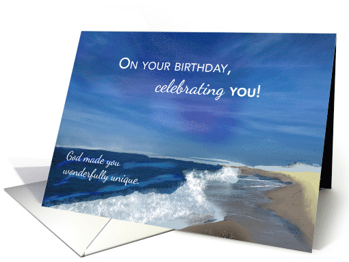 For Anyone Religious Birthday Waves on Ocean Blue Sky card (1930652)