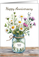 Customizable Relationship Anniversary Wildflowers in Mason Jar card