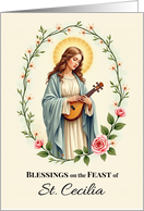 Saint Cecilia Feast Day Blessings Floral Wreath card