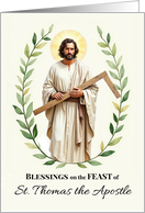 Saint Thomas the Apostle Feast Day Blessings Leafy Wreath card