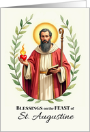 St. Augustine of Hippo Feast Day Leafy Wreath card
