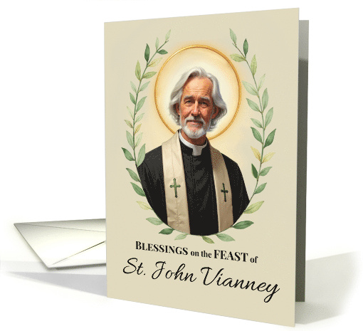 Saint John Vianney Feast Day Blessings Leafy Wreath card (1931438)