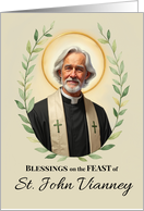 Saint John Vianney Feast Day Blessings Leafy Wreath card