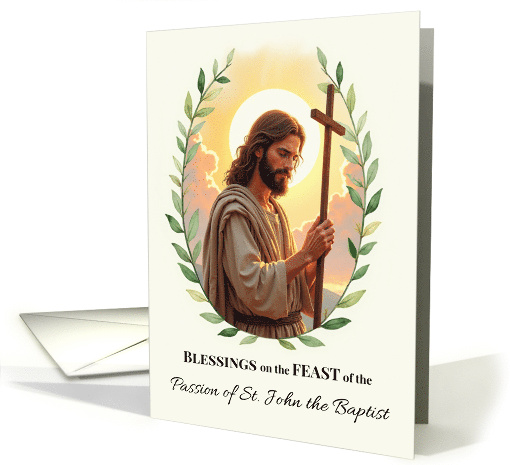 Passion of St John the Baptist Feast Day Blessings Leafy Wreath card