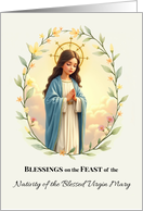 Nativity of the Blessed Virgin Mary Feast Day Blessings Floral Wreath card