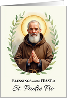 St. Padre Pio Feast Day Blessings Leafy Wreath card