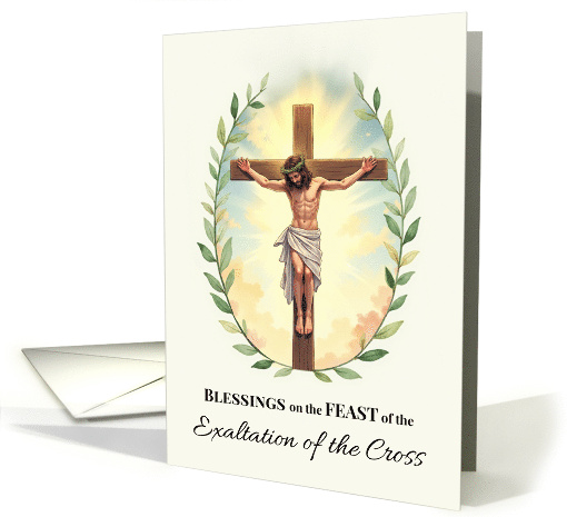 Exaltation of the Cross Feast Day Blessings Leafy Wreath card