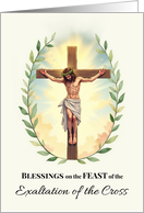 Exaltation of the Cross Feast Day Blessings Leafy Wreath card