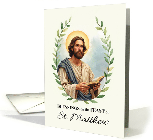 Saint Matthew Feast Day Blessings Leafy Wreath card (1932066)