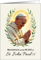 Saint John Paul ll Feast Day Blessings Leafy Wreath card