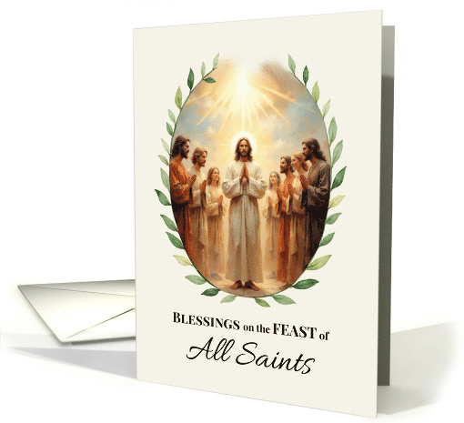 All Saints Feast Day Blessings with Leafy Wreath card (1932182)