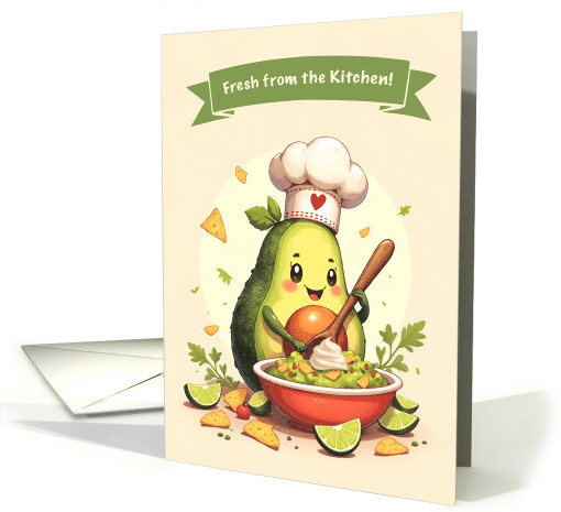 National Guacamole Day Cute Avocado Chef with Bowl of Guac card