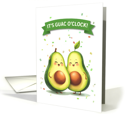 Guacamole Day Cute Avocado Couple with Banner card (1932374)