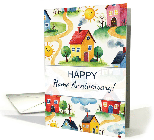 Happy Home Anniversary from Realtor Cute Neighborhood Pattern card