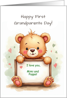 First Grandparents Day Gender Neutral Cute Bear with Sign card