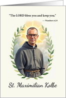 Saint Maximilian Kolbe God’s Peace and Blessings with Scripture card