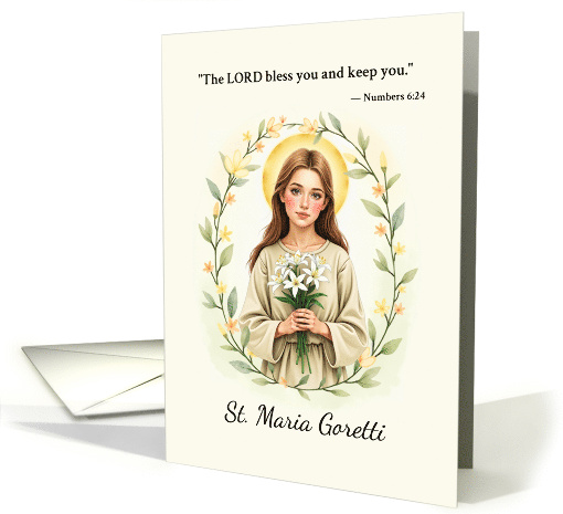 Saint Maria Goretti God's Peace and Blessings with Scripture card