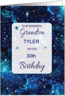 Custom Name and Age 30th Birthday Stars in Galaxy Sky card