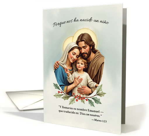 Navidad Religiosa La Sagrada Familia y Dios con nosotros card