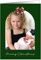 Christmas Photo Card Classic Arch with Red and Green Plaid Bow card
