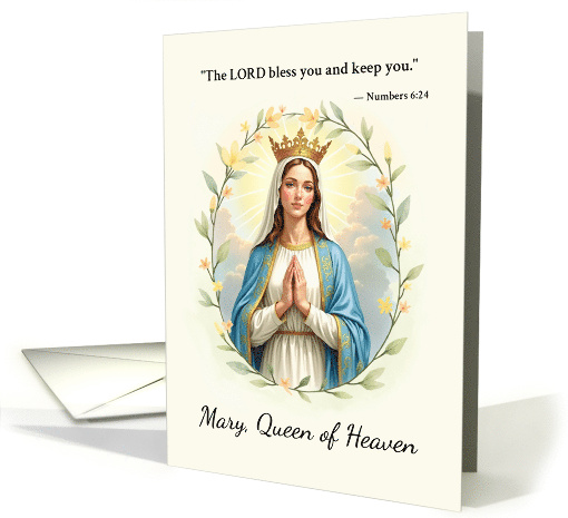 Mary Queen of Heaven God's Peace and Blessings with Scripture card