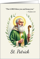 Saint Patrick Gods Blessings Green Wreath and Scripture card