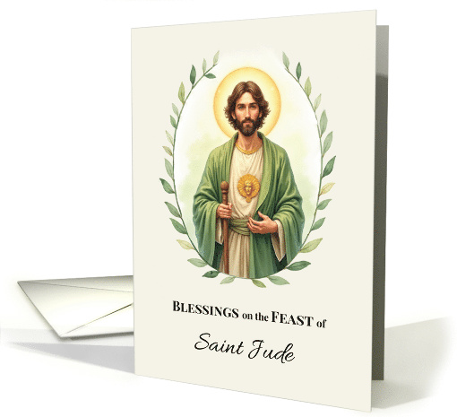Saint Jude Feast Day Blessings Watercolor Wreath card (1939660)