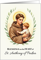 Saint Anthony of Padua Feast Day Blessings Leafy Wreath card