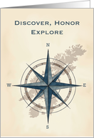 Leif Erikson Day Modern Explorer Compass with Vintage Map card