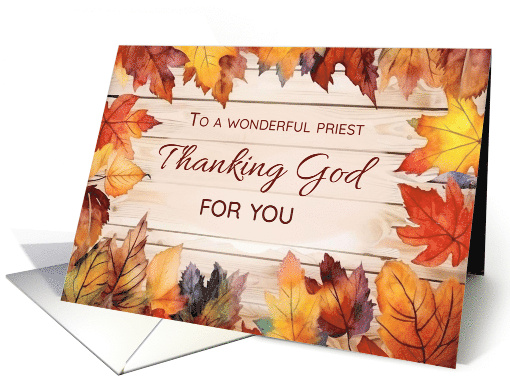 Priest Thanksgiving Thanking God Autumn Leaves card (1942902)