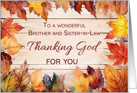 Brother and Sister in Law Thanksgiving Thanking God Autumn Leaves card