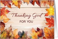 Religious Thanksgiving Thanking God Autumn Leaves card