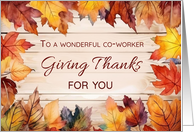  Co Worker Thanksgiving Giving Thanks Autumn Leaves card