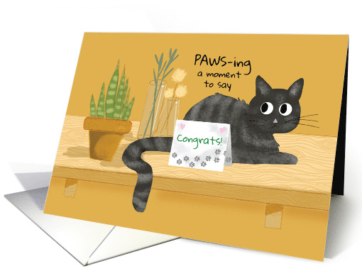 Congratulations New Plant Funny Pun with Cat card (1943574)