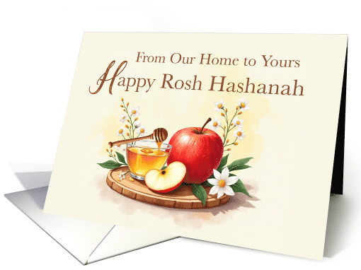 Rosh Hashanah From Our Home to Yours Apple Honey with Flowers card